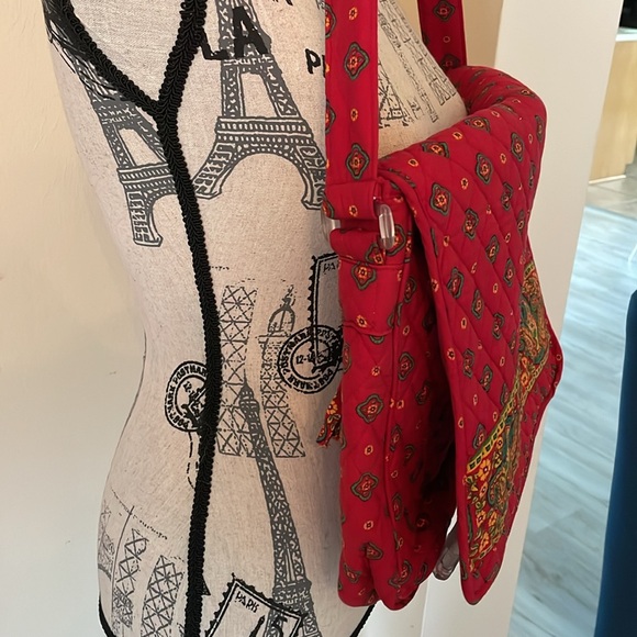 Vintage Victoria Hill Red Paisley Quilted Cotton Messenger Bag w/Eyeglass Case - Picture 2 of 10